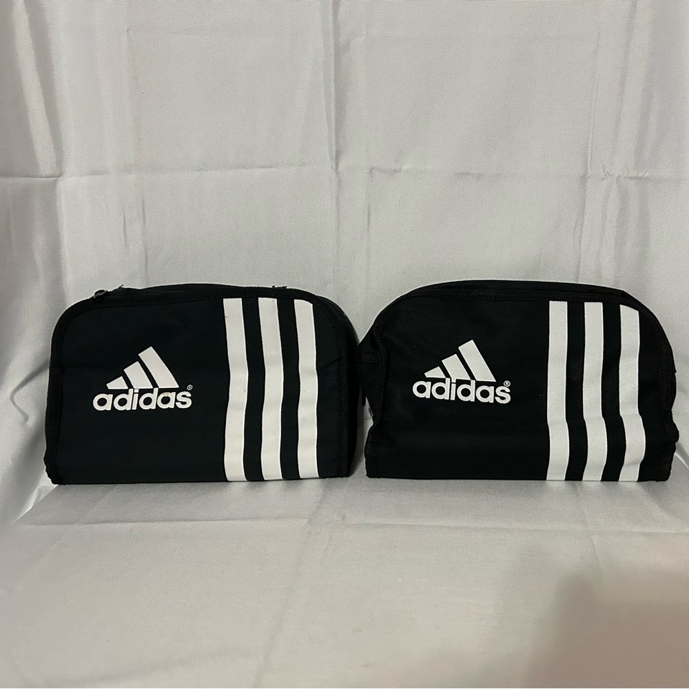 adidas Black Toiletry Bags with White Stripes